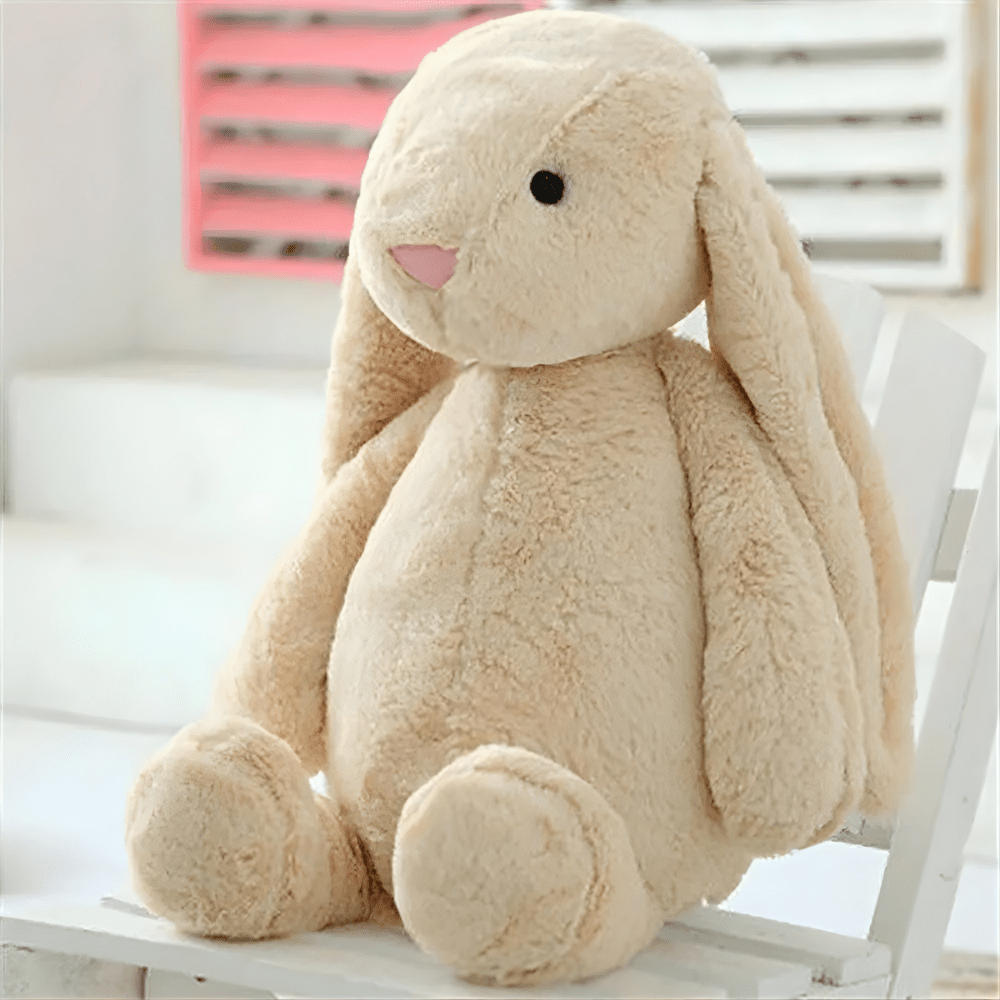 Plush Bunnycat Toy with long ears, soft and cuddly stuffed animal available in 30cm and 40cm sizes, perfect for cuddling 3