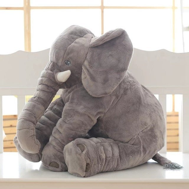 Plush elephant pillow for kids, perfect for cuddling and playtime, featuring super-soft comfort cushion, available in two sizes. 4
