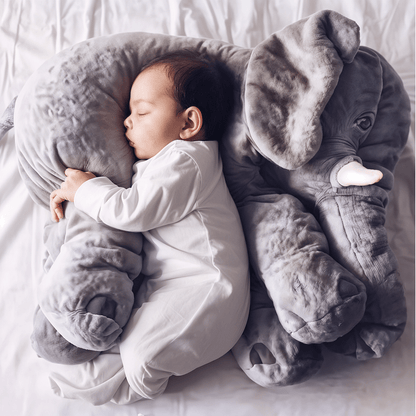 Plush elephant pillow for kids, perfect for cuddling and playtime, featuring super-soft comfort cushion, available in two sizes. 0