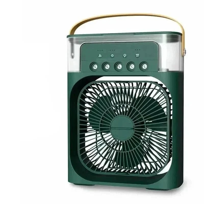 Portable 2-in-1 humidifier fan designed for bedrooms and offices, featuring a compact design and energy-efficient technology to enhance air quality. 7