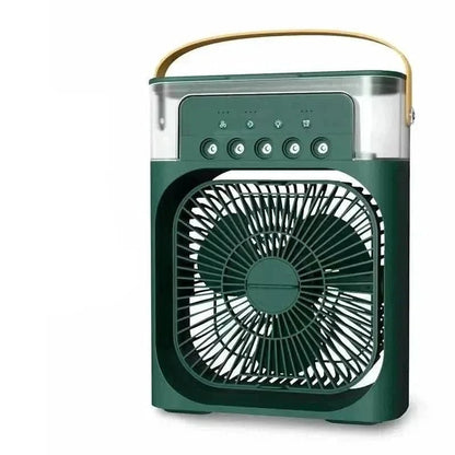 Portable 2-in-1 humidifier fan designed for bedrooms and offices, featuring a compact design and energy-efficient technology to enhance air quality. 7
