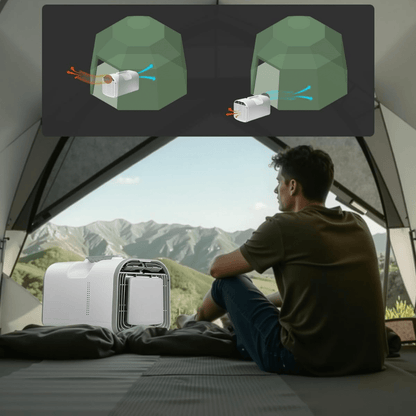 Portable air conditioner 4250 BTU with multi-function design, ideal for camping and travel, showcasing a compact cooling unit perfect for small spaces. 3