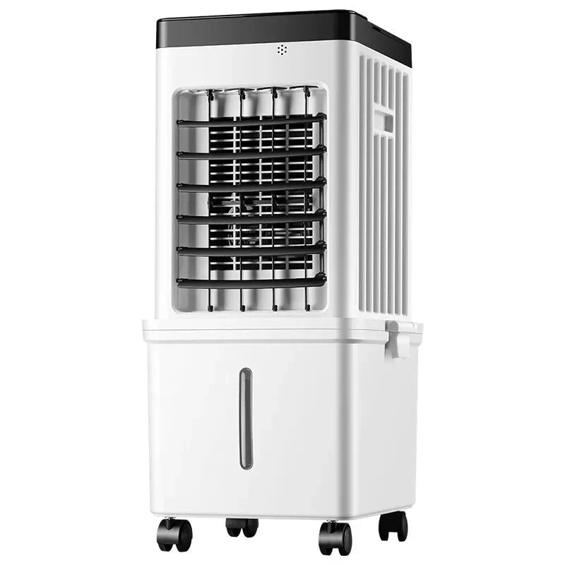 Portable air conditioner featuring 3-in-1 cooling, humidifying, and purifying functions, designed with a windowless structure for easy mobility and efficient 2