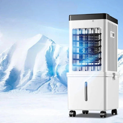 Portable air conditioner featuring 3-in-1 cooling, humidifying, and purifying functions, designed with a windowless structure for easy mobility and efficient 0