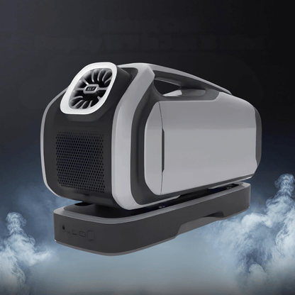 Portable air conditioner with rechargeable battery, designed for outdoor use, featuring a compact and lightweight design ideal for camping and travel. 0