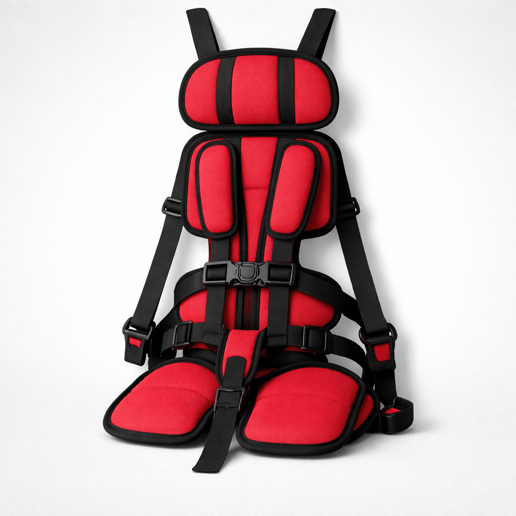 Portable child safety seat featuring a 5-point harness, designed for lightweight travel, ensuring easy installation and maximum safety for kids in vehicles. 2