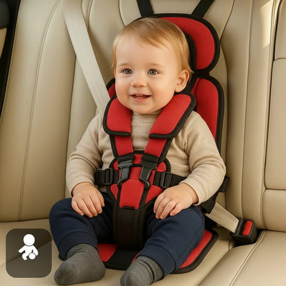 Portable child safety seat featuring a 5-point harness, designed for lightweight travel, ensuring easy installation and maximum safety for kids in vehicles. 4