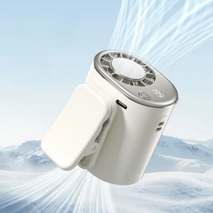 Portable Clip-On USB Fan featuring adjustable airflow and a protective mesh guard, perfect for travel and personal cooling needs. 4