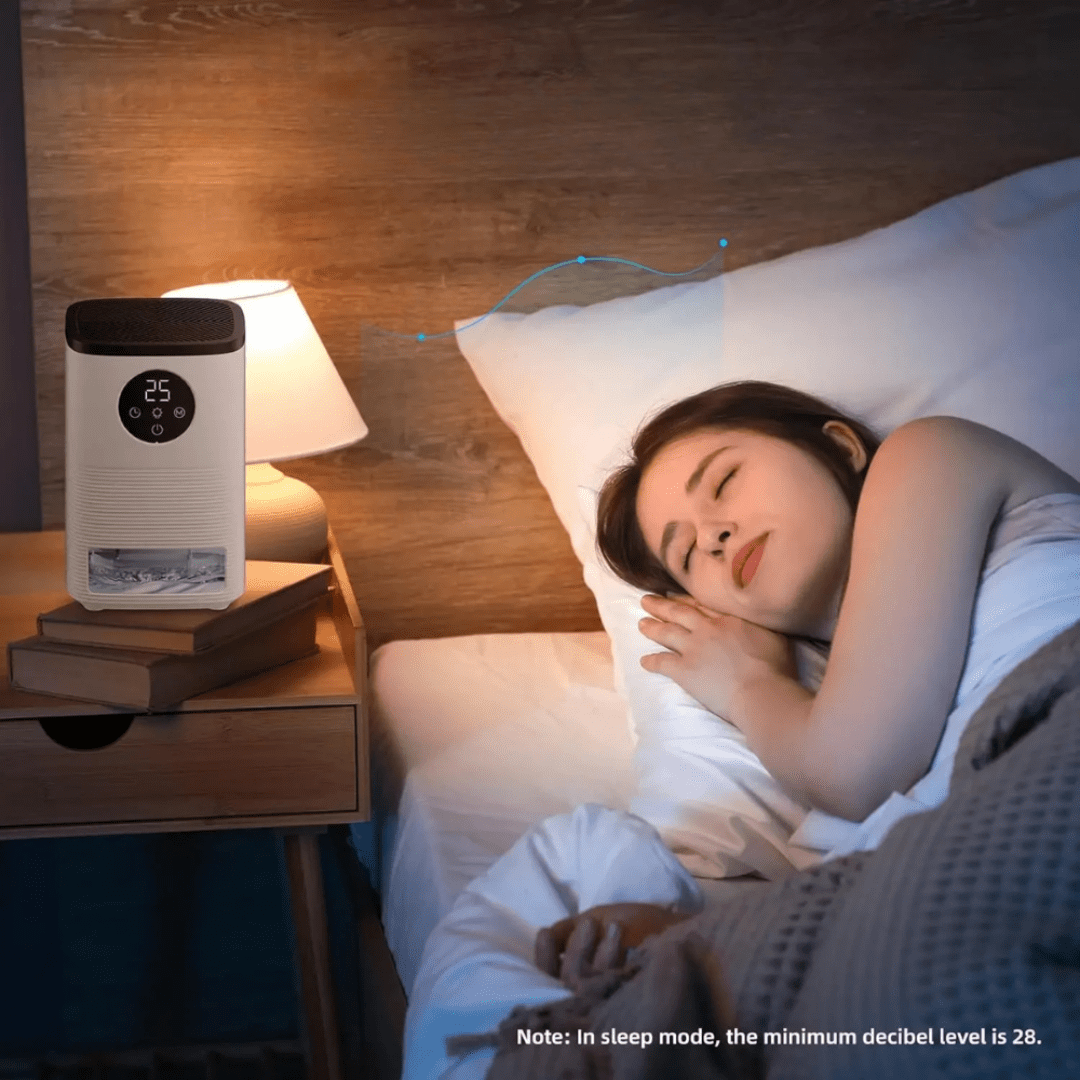 Portable Dehumidifier for Bedroom and Bathroom with Auto Shut Off - Quiet Small-Space Moisture Control in White