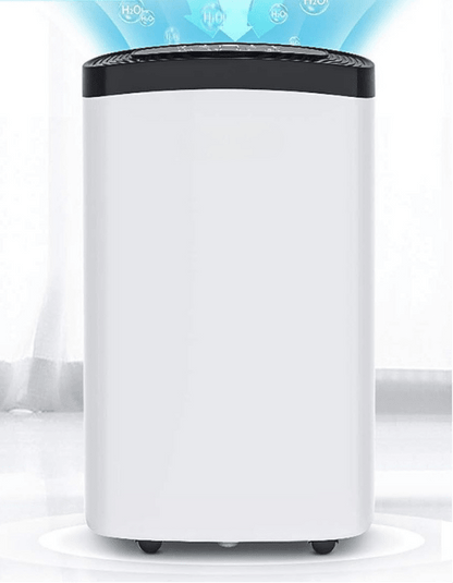 Portable dehumidifier designed for large rooms, featuring quiet operation and efficient moisture control, capable of removing 14.2 liters of humidity per day, 5