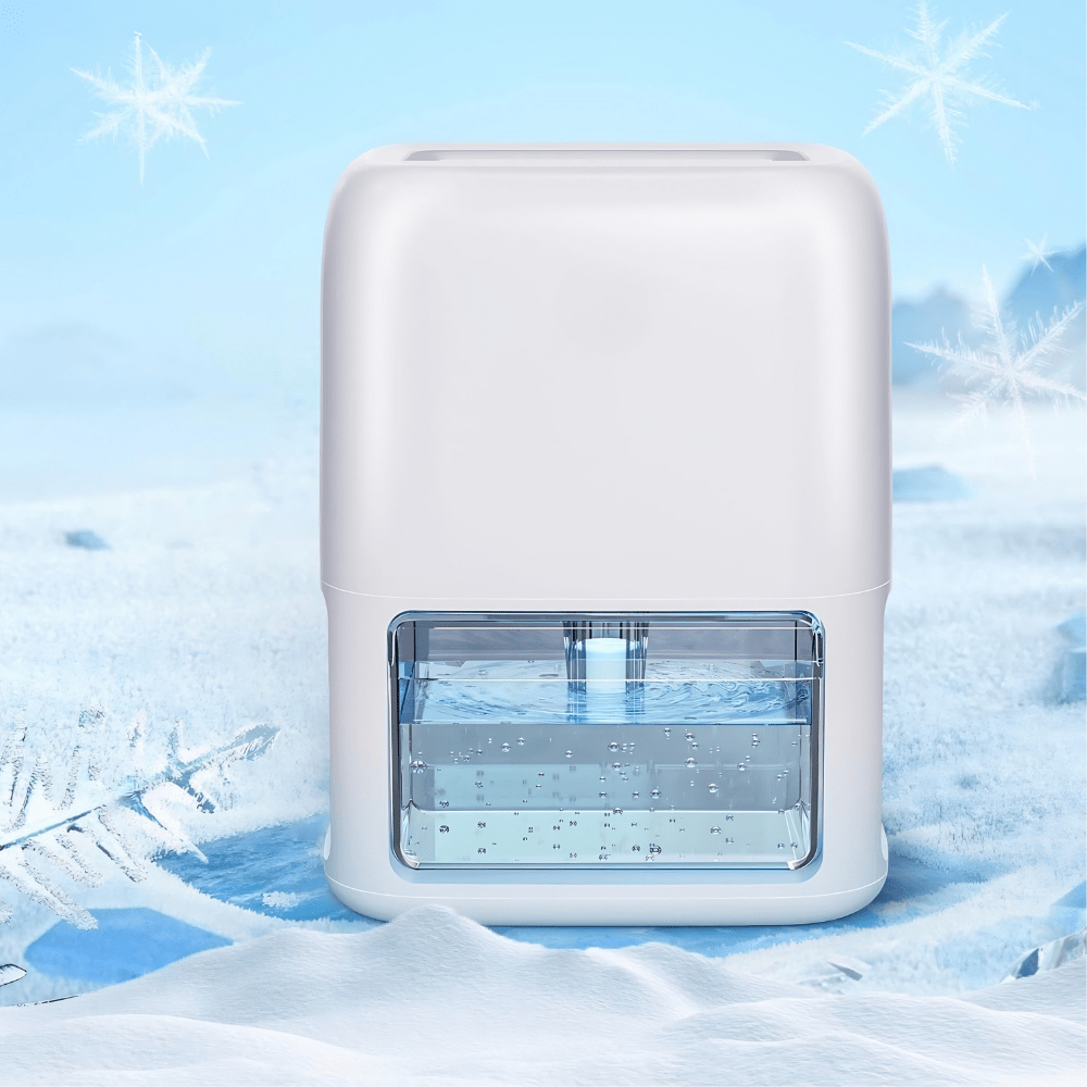 Portable dehumidifier for small rooms featuring dual condensation technology and an ultra-quiet design, ideal for use in bedrooms and bathrooms. 0