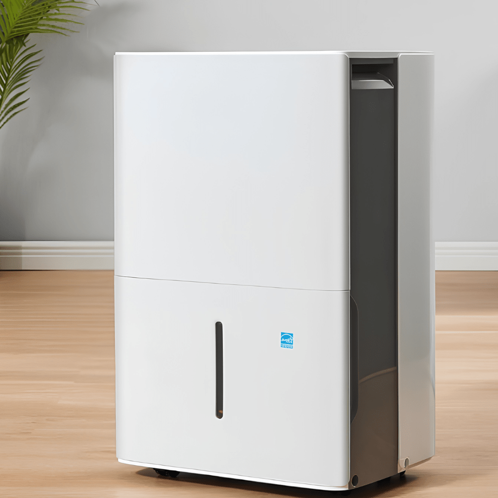 Portable dehumidifier with smart control, designed for bathroom and bedroom use, featuring quiet operation and energy efficiency, capable of removing 22 pints of 0