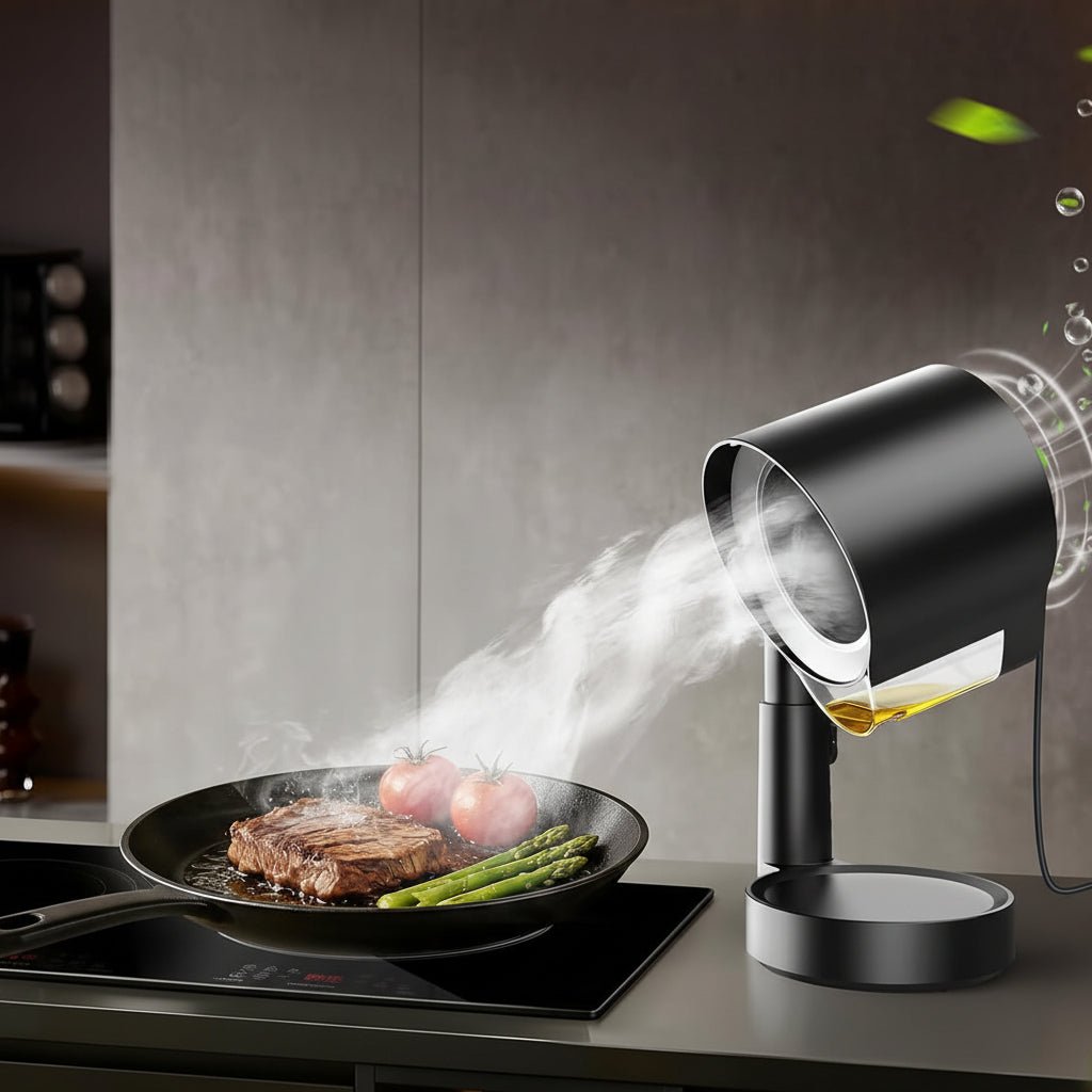 Portable ductless range hood designed for compact kitchens, featuring adjustable coverage and an efficient exhaust fan, ideal for small spaces. 2