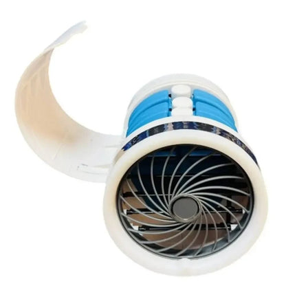 Portable evaporative cooler with LED lights, designed as a mini fan for personal use, featuring a sleek and compact design perfect for home or office settings. 3