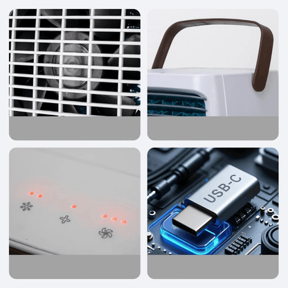 Portable Evaporative Cooler with Remote Control, USB-Powered Desktop Air Conditioner ideal for personal cooling at home or office. 2