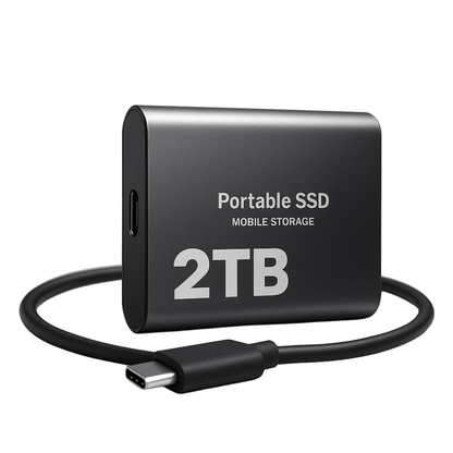 Portable external SSD featuring high-speed USB C transfer, compact design, and shock-resistant construction for reliable data storage on-the-go. 4