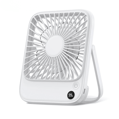 Portable fan with adjustable speed settings and USB rechargeable battery, designed for travel and camping, compact and lightweight for easy portability. 2