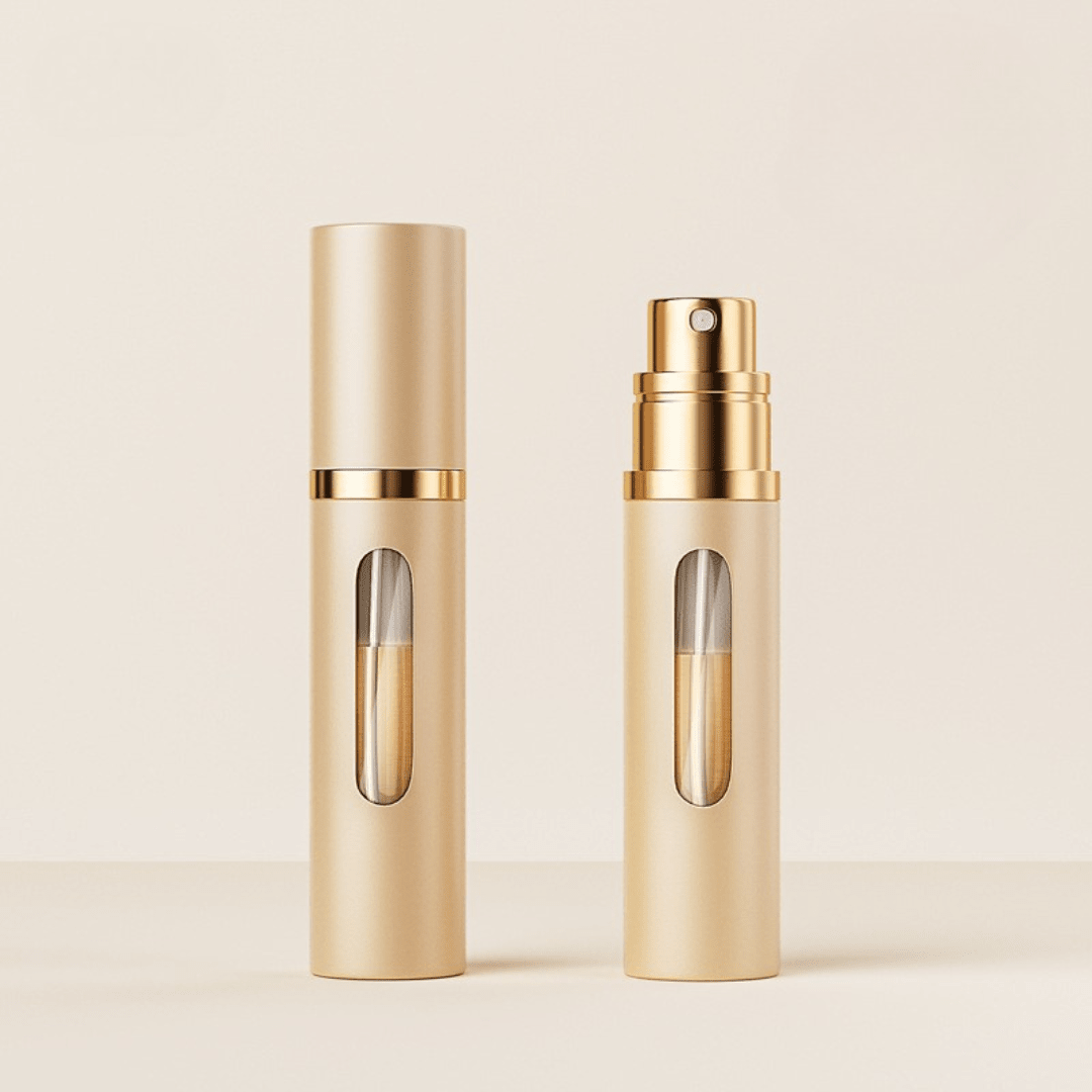 Portable Glass Spray Atomizer in Silver and Black, featuring a refillable design for convenient travel and easy perfume dispensing. 6