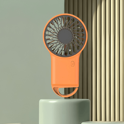 Portable handheld fan with USB rechargeable battery, featuring a foldable design for easy portability, perfect for on-the-go cooling solutions. 0
