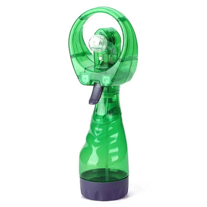 Portable handheld misting fan with rechargeable battery, perfect for travel and outdoor use, featuring a sleek design and cooling spray functionality. 5
