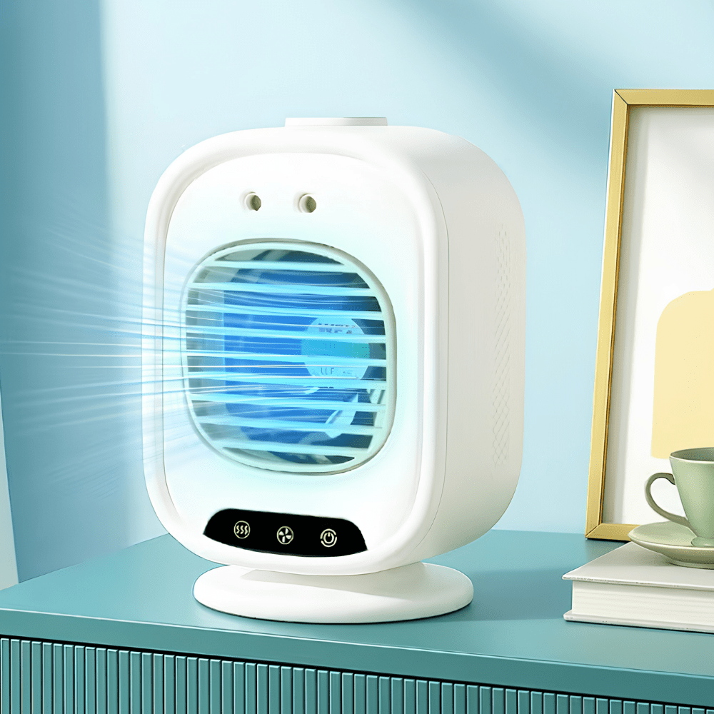 Portable Mini Desk Fan with USB Rechargeable Battery, ideal for home and office use, featuring a compact and lightweight design for convenient cooling. 0
