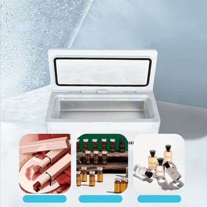 Portable Mini Fridge USB Cooler with Rechargeable Battery and LED Display – Compact Design for Travel and Desktop Use