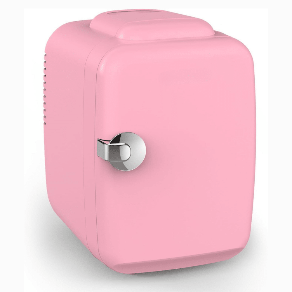 Portable mini fridge with cooling and warming function, 4L compact design ideal for home, office, and travel use. 6
