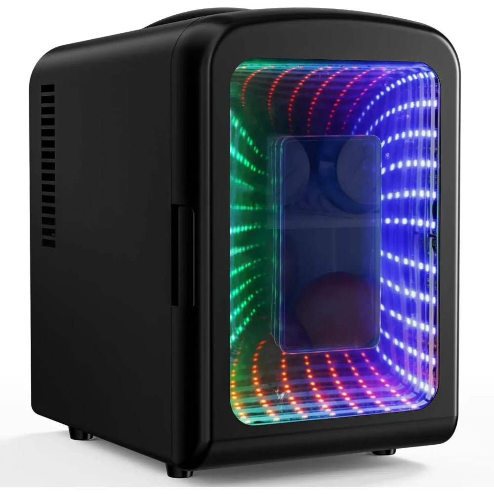 Portable Mini Fridge with Dimmable LED Light, 4L Compact Size Ideal for Bedroom, Office, and Travel Use 0