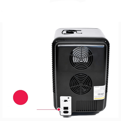 Portable Mini Fridge with Thermoelectric Cooling, 10L capacity, ideal for bedroom use and skincare storage, featuring a sleek design and energy-efficient 4