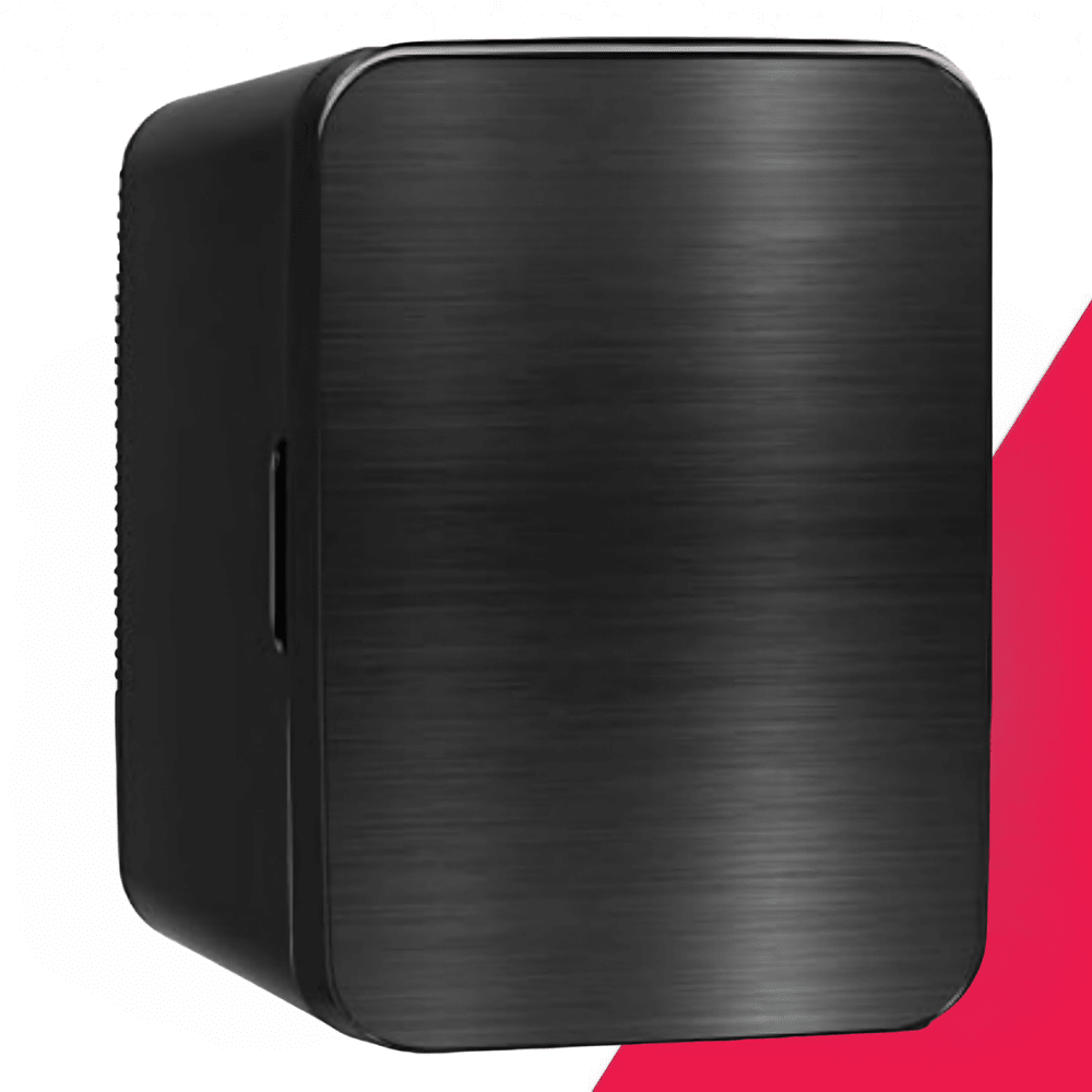 Portable Mini Fridge with Thermoelectric Cooling, 10L capacity, ideal for bedroom use and skincare storage, featuring a sleek design and energy-efficient 0