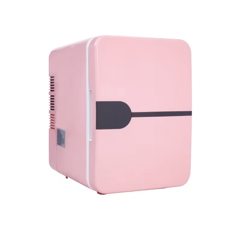 Portable Mini Fridge with USB-Powered Cooling, compact glossy design perfect for home and travel, ideal for keeping drinks and snacks cool on the go. 7