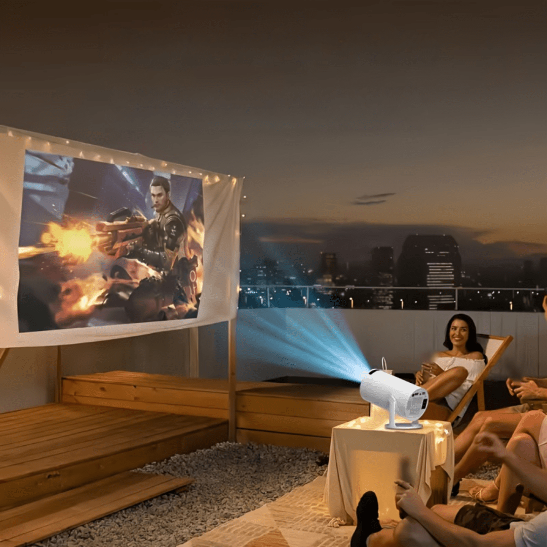 Portable Mini Projector with 1080P HD and 4K Support – Wireless Bluetooth Connectivity for Home and Travel