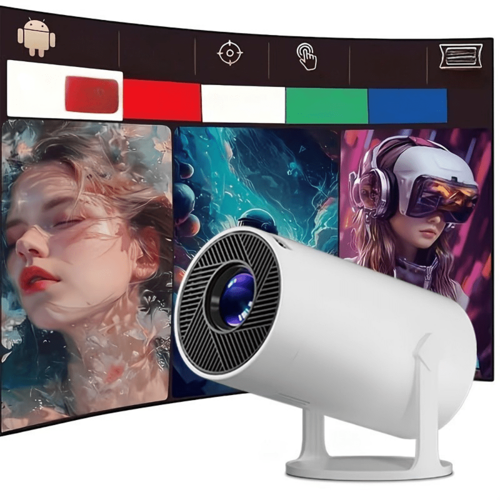 Portable Mini Projector featuring 1080P HD resolution and 4K support, designed for wireless Bluetooth connectivity, ideal for home entertainment and travel use 0
