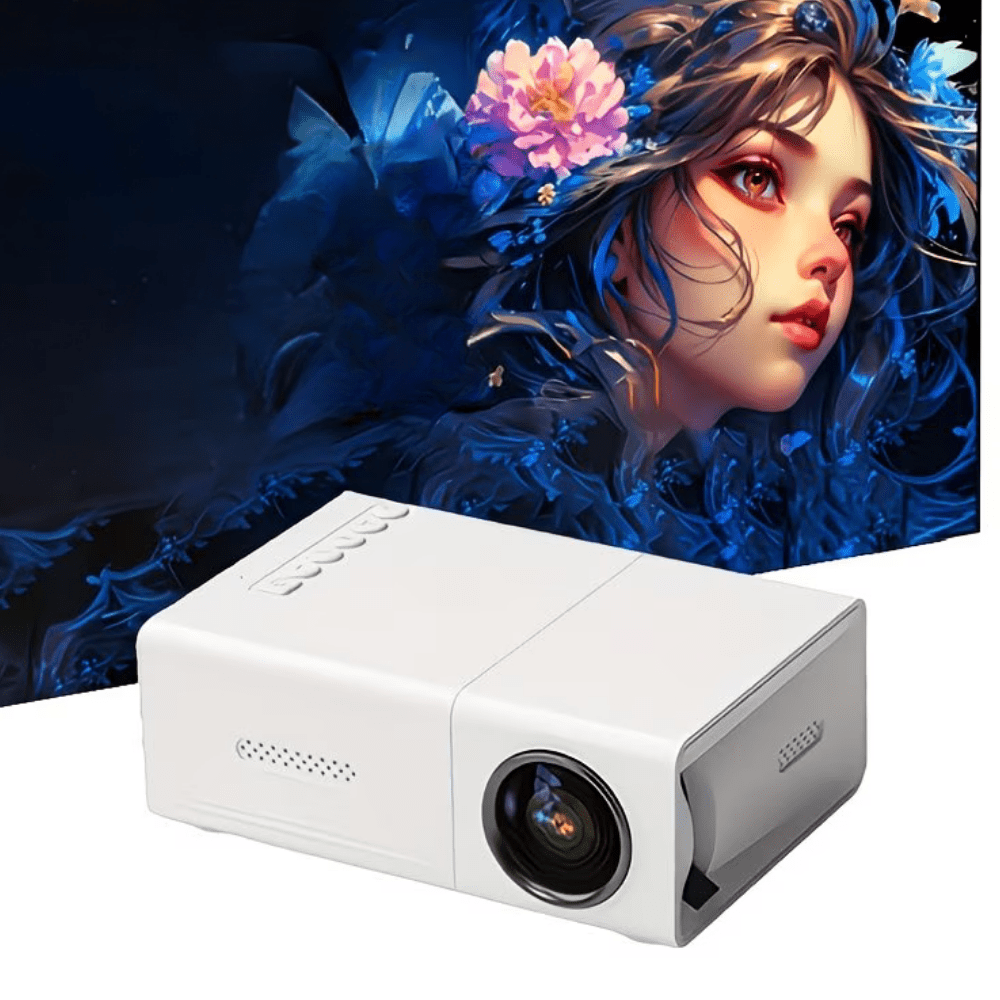 Portable Mini Projector featuring 1080P support, built-in speaker, and compact design, ideal for home entertainment and travel use. 0