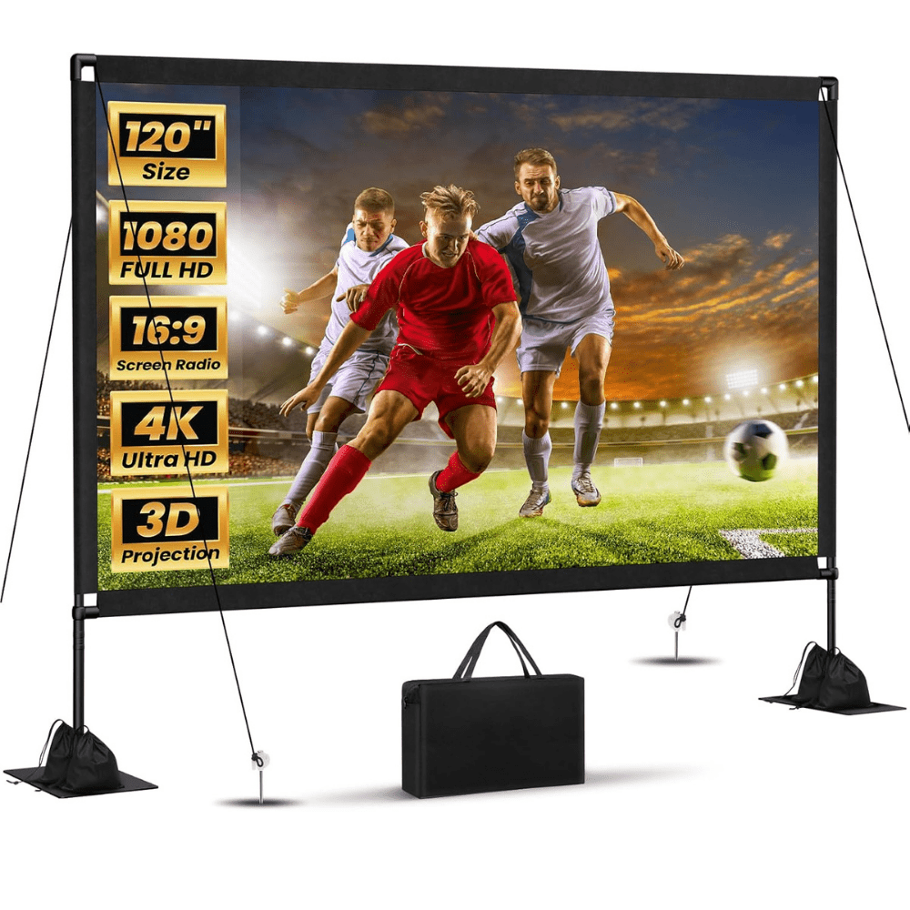Portable Projector Screen with Stand for Outdoor Use – 4K HD Viewing, 160° Wide Angle, Easy Setup 0
