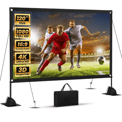Portable Projector Screen with Stand for Outdoor Use – 4K HD Viewing, 160° Wide Angle, Easy Setup 0