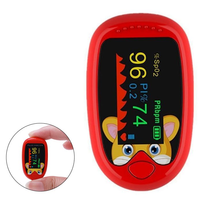 Portable pulse oximeter featuring an LED display for easy reading, designed for non-invasive monitoring of heart rate and oxygen saturation levels, with an auto shut 8