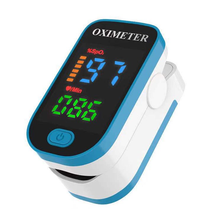 Portable pulse oximeter featuring an LED display for easy reading, designed for non-invasive monitoring of heart rate and oxygen saturation levels, with an auto shut 3