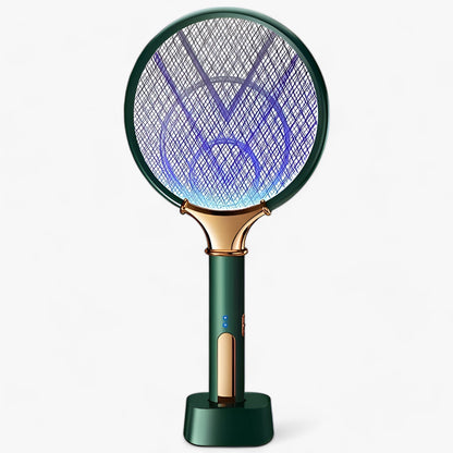 Portable rechargeable bug zapper lamp in sleek black, designed for indoor and outdoor use, effectively attracts and kills insects while being eco-friendly. 2