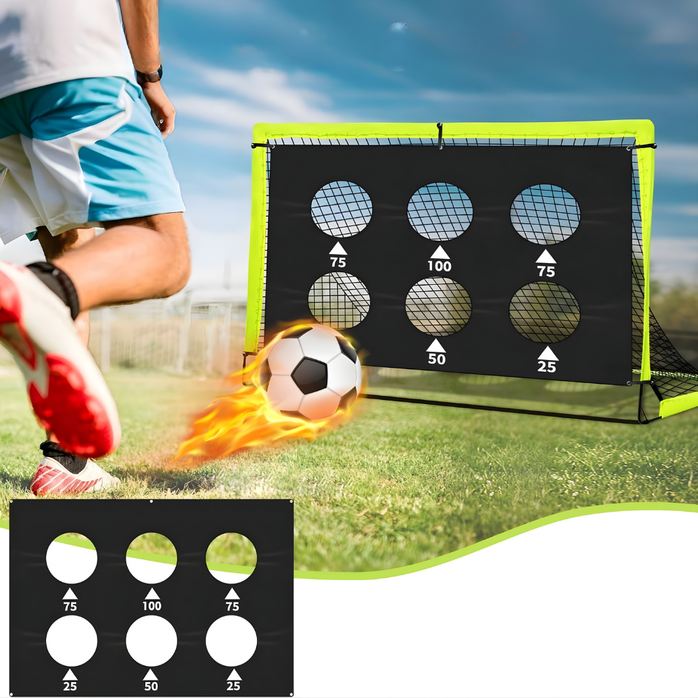 Portable soccer goal featuring a pop-up design, ideal for target practice and outdoor training, lightweight and easy to set up. 0