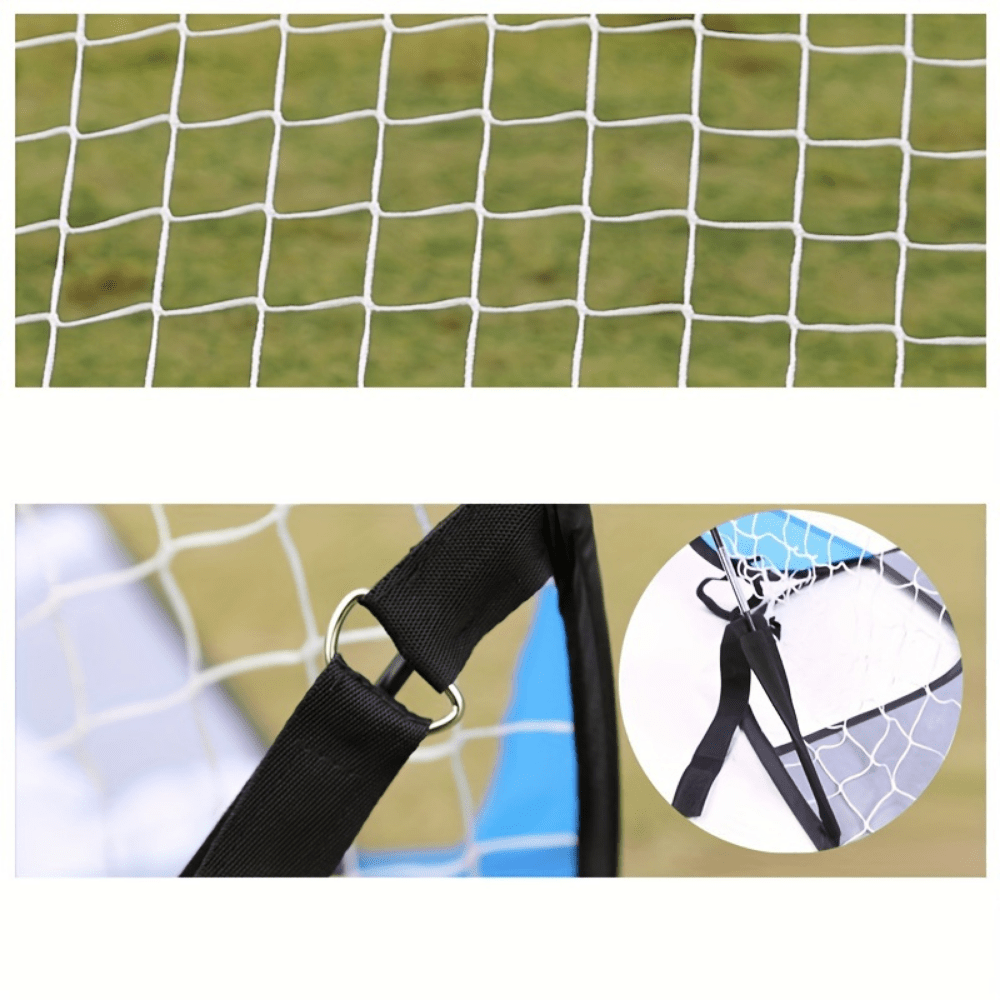 Portable soccer goal featuring a target cloth for outdoor training, designed with a folding mechanism, made of durable Oxford fabric, and measuring 120 x 80 6