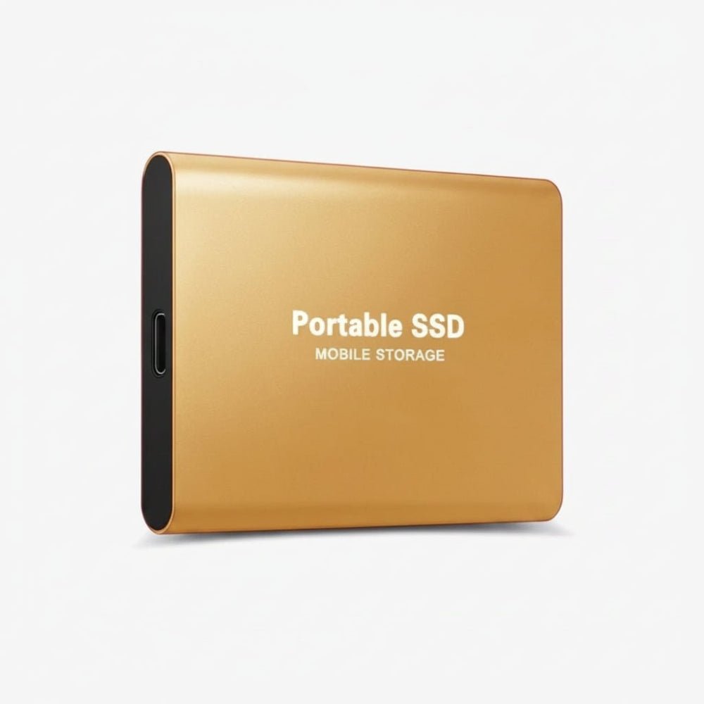 Portable SSD external hard drive featuring USB 3.1 for fast data transfer, designed for compact backup storage and easy portability. 4