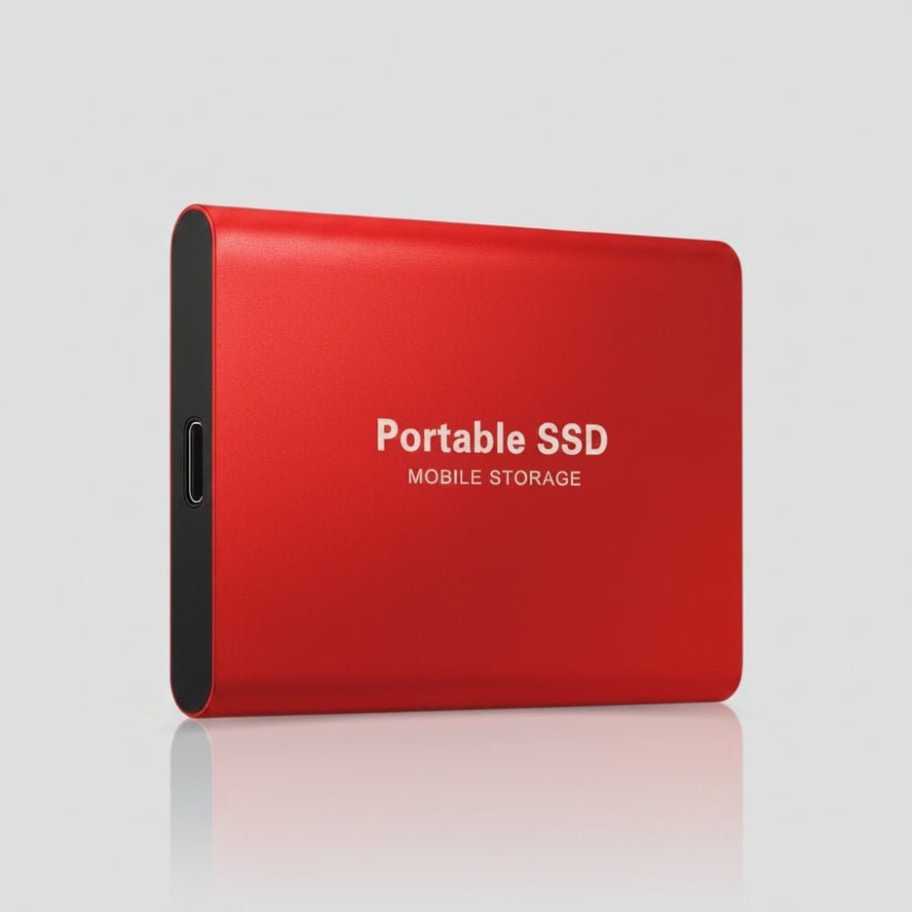 Portable SSD external hard drive featuring USB 3.1 for fast data transfer, designed for compact backup storage and easy portability. 5