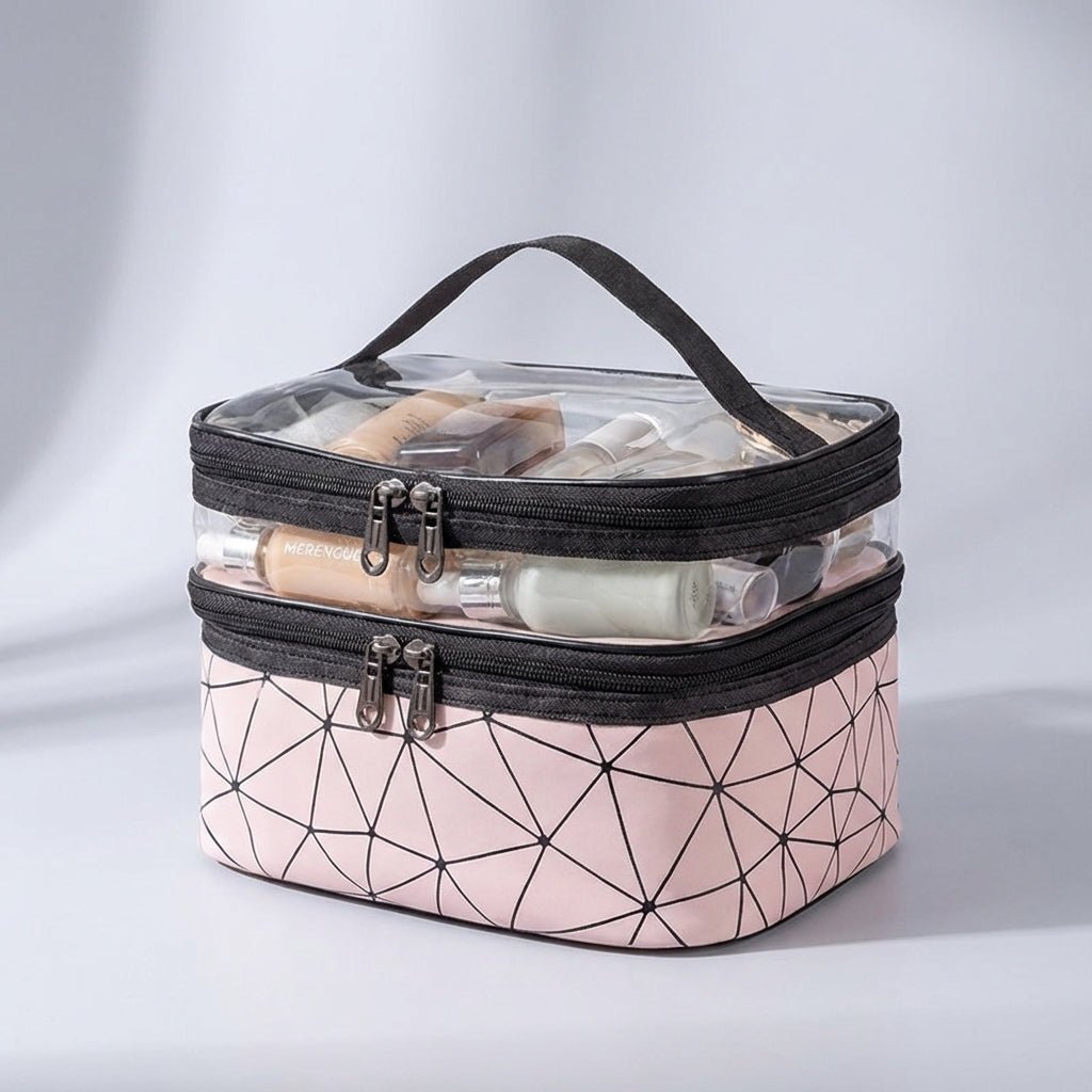 Portable Toiletry Bag with Waterproof Design and Transparent Top – Double Layer Travel Organizer for Men and Women 2