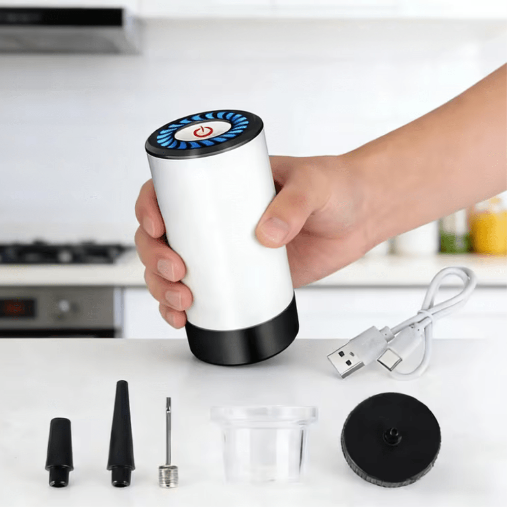 Portable vacuum sealer machine with dehumidifier function, designed for efficient moisture control and compact food storage, featuring easy-to-use controls and a sleek design 1