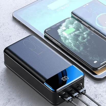Power Bank 50,000mAh with Fast Charging, portable charger for phones, tablets, and laptops, featuring a sleek design and multiple USB ports 0