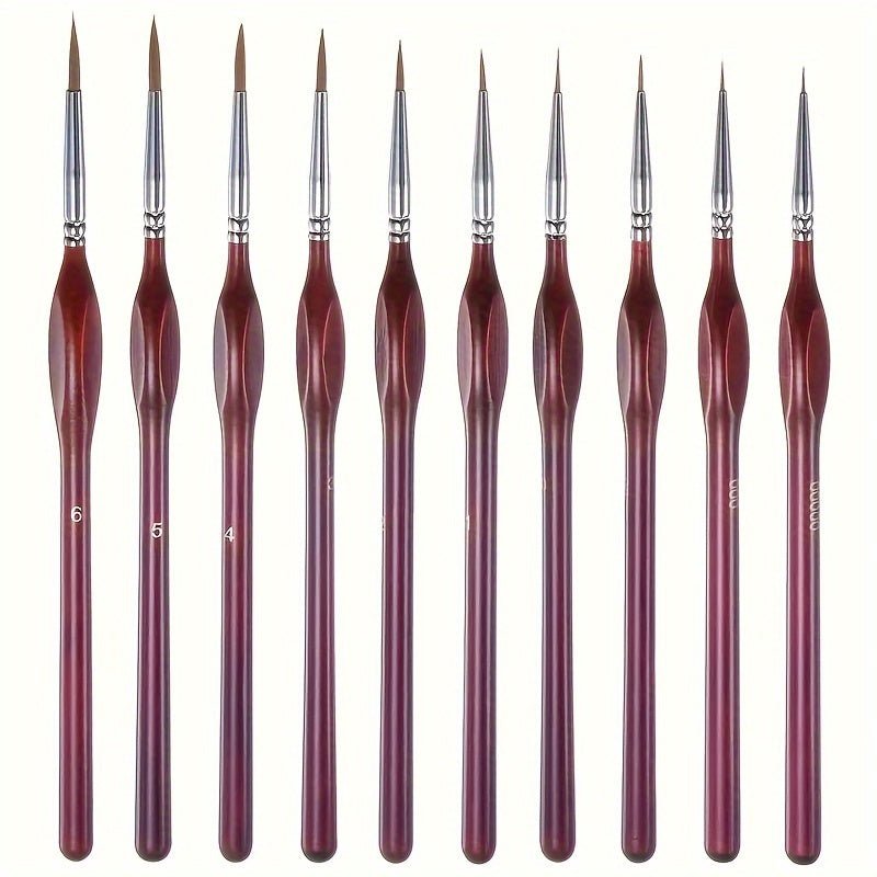 Precision detail brush for fine artwork featuring an ergonomic wooden handle, 19.5cm length, and synthetic bristles, perfect for acrylic, oil, 7