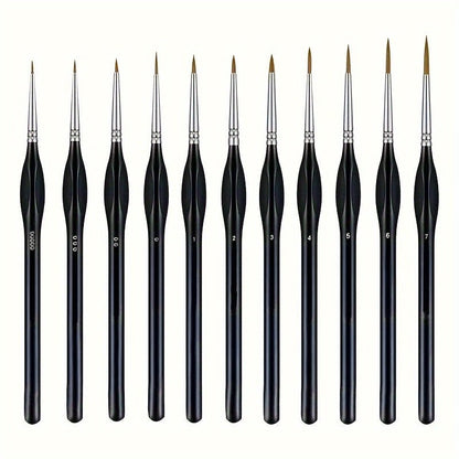 Precision detail brush for fine artwork featuring an ergonomic wooden handle, 19.5cm length, and synthetic bristles, perfect for acrylic, oil, 4