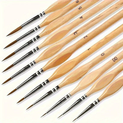 Precision detail brush for fine artwork featuring an ergonomic wooden handle, 19.5cm length, and synthetic bristles, perfect for acrylic, oil, 1