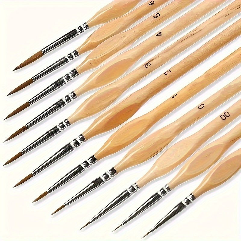Precision detail brush for fine artwork featuring an ergonomic wooden handle, 19.5cm length, and synthetic bristles, perfect for acrylic, oil, 8